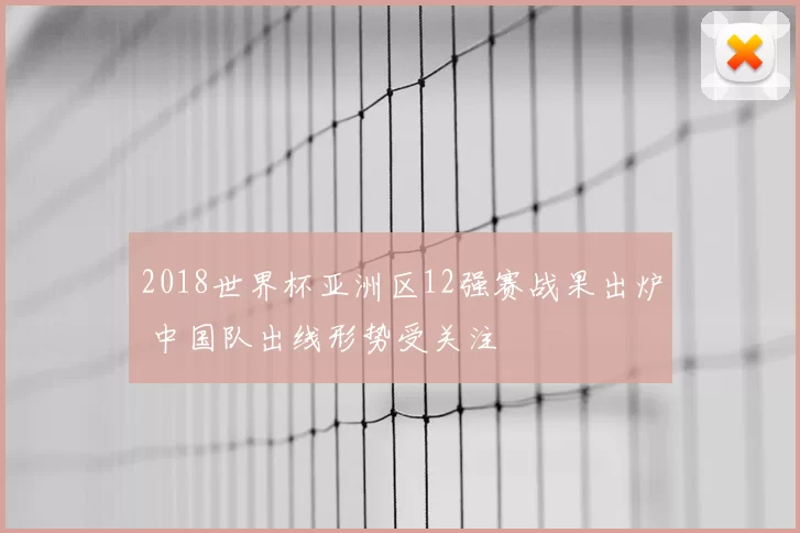 2018世界杯亚洲区12强赛战果出炉 中国队出线形势受关注